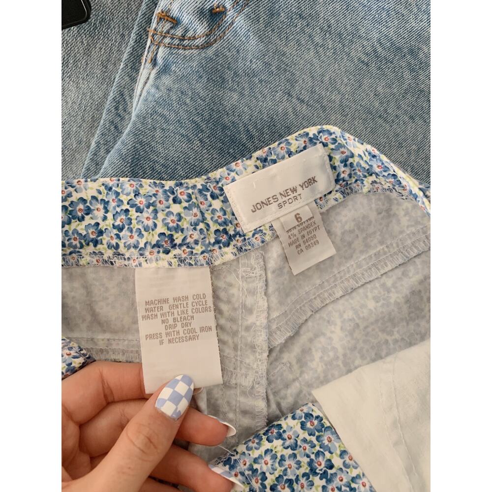 Light Blue Vintage Jones New York High Waisted Floral Print Pants 6 - Picture 8 of 8